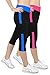 iloveSIA 2PACK Women's Capri Yoga Running Pants Leggings Blue+Rose M