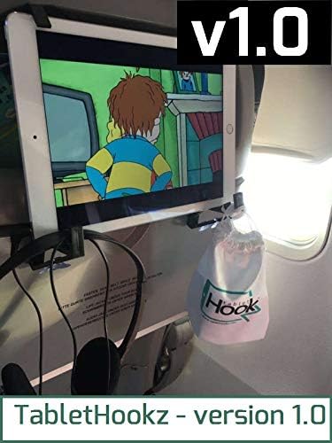 TabletHookz v2 - hands free seat back entertainment device holder. Can be used on the plane, train and in the car - featuring securing device to keep your device safe