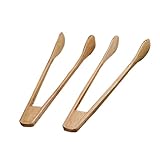 Longay 2PCS Handmade Tong Bamboo Food Toaster Tongs Wooden Salad Cake Snack Clip Grip Bread BBQ Tong Clamp Cooking Utensils