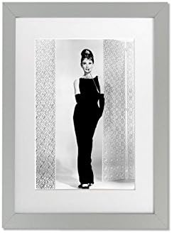 Living Colors Iconic Audrey Hepburn Black Dress A3 Framed Art Print - Silver Frame - Wall Art Picture - 12 x 16 Inches (30x40CM)
