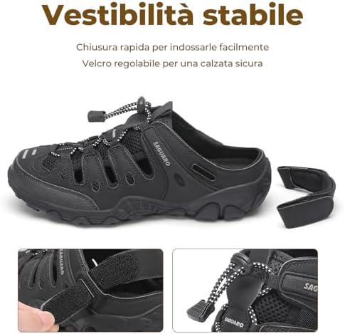 Sandali Trekking Donna Leggeri Traspiranti, Nero 37