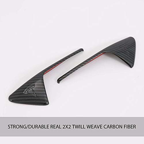 CoolKo Car Front Side Signal Turn Lamp Cover Trim Exterior Decoration Compatible with Model X, S, 3 [ 2 Pieces - Carbon Fiber Pattern ] - Thumbnail 4