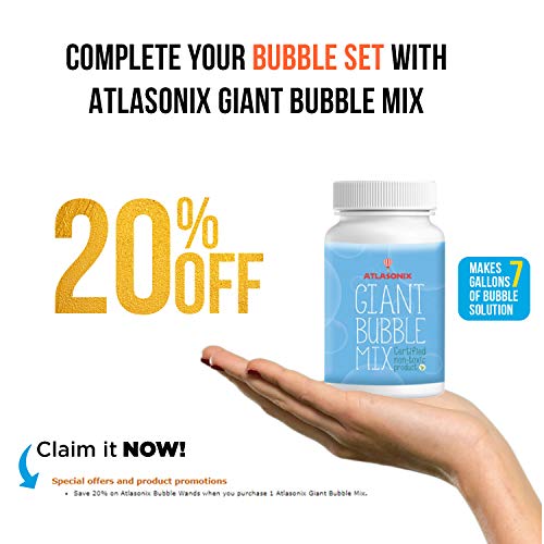 image for Atlasonix Big Bubble Wands for Giant Bubbles, 4-Pack | Super Bubble Ma
