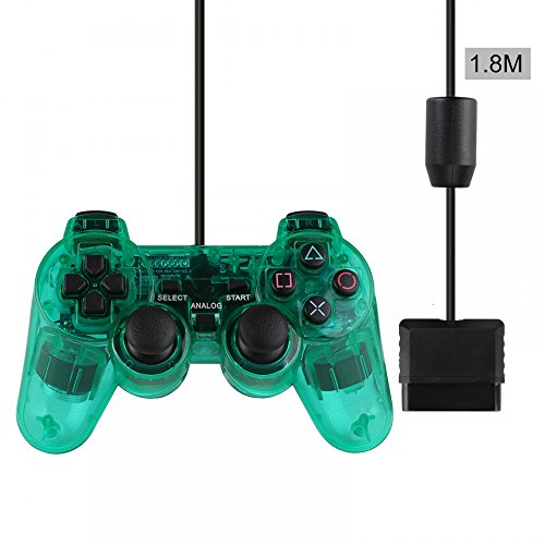 PS2 Wired Controller, Double Shock Dual Vibration Twin Shock Gamepad for Sony Playstation 2, Green PS2 Wired Controller, Double Shock Dual Vibration Twin Shock Gamepad for Sony Playstation 2, Green