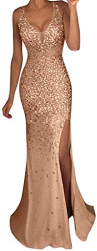 Women's Off The Shoulder Prom Dresses Sequin Bridesmaid Dress Sleeveless Maxi Evening Prom Dresses