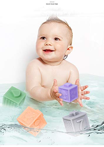 Livoty 12Pcs /6Pcs Children Soft Rubber Building Blocks Polygonal Shape with Sound Squeeze Blocks Ball Education Toys (12PCS)