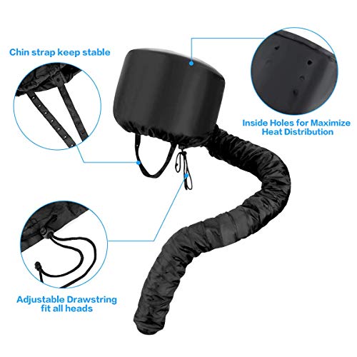 Bonnet Hood Hair Dryer Attachment, ProCIV Soft Bonnet Hooded Hair Dryer Hand Free for Natural Curly Hair Care Deep Conditioning Cap Styling Curling Updated Extended Hose Length With Blue Dry Towel