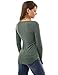 PattyBoutik Women Crochet Lace Inset Curved Hem Blouse (Dark Heather Green Large)