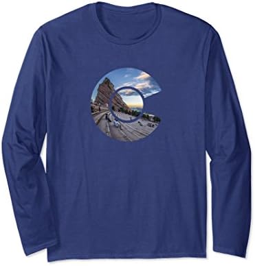 Unisex Red Rocks Shirt - Colorado State Flag "C" T-Shirt - RedRocks XL: Navy