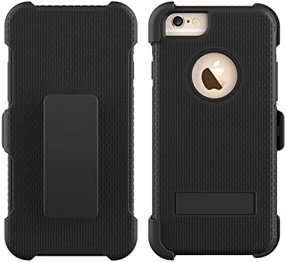 iPhone 6/6S Case, Shock Absorbing 3 in 1 Holster Case with Kick Stand and Belt Clip, Osurce Full Protection Heavy Duty Hybrid Case Cover for Apple iPhone 6/6S - Black