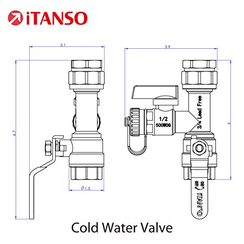 iTANSO 3/4-Inch IPS Isolator Tankless Water Heater Service Valve Kit with Clean Brass Construction