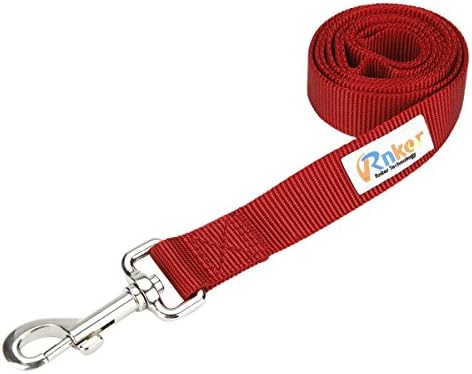 Rnker Dog Leash, solid polyester Nylon leash strap for Walking, Hiking &amp; Training - 4.0 Feet Length, 0.8 Inch Width (Small, Red)