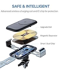 andobil   Cargador de coche inalámbrico para iPhone XS XS Max XR X 8 8 Plus, Samsung Galaxy S10  S10+  S9  S9+  S8  S8+   Note 9 (7,5 W 10 W)