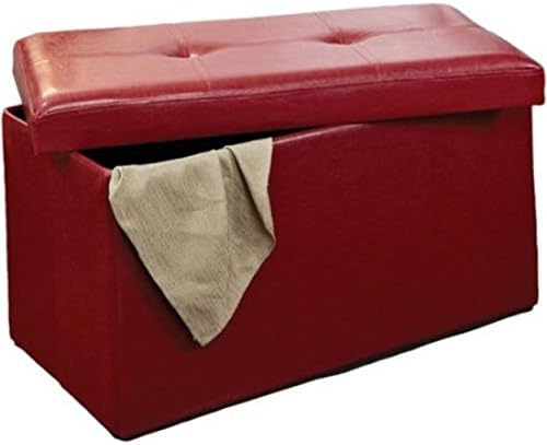Red Rectangle Water Resistant Faux leather Folding Storage Furniture Ottoman