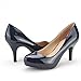 DREAM PAIRS Tiffany Women's New Classic Elegant Versatile Low Stiletto Heel Dress Platform Pumps Shoes Navy-Patent Size 8