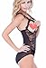 Niveltm Women's Lingerie Babydoll Open Cup Crotchless One-piece Teddy (M, Black)