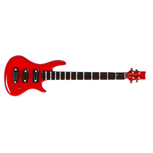 Bass Guitar Miniature Replica Cherry Red 2 x 4 Resin Stone Refrigerator Magnet