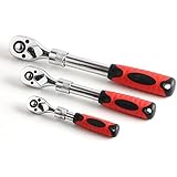 3pc Extendable Long Handle Socket Ratchet Set CRV 1/4", 3/8". and 1/2" drive