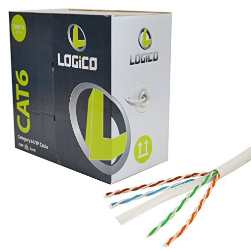 CAT6 CABLE CMR UTP RISER 1000FT 550MHZ 23AWG WHITE BULK ETHERNET NETWORK