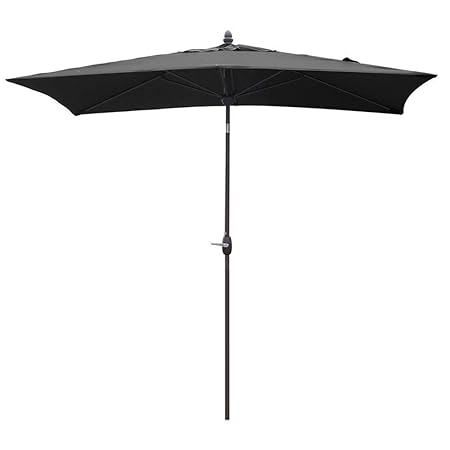 SORARA Sonnenschirm Parasol | Schwarz | 300 x 200 cm (3 x 2 m) | Rechteckig Porto | Polyester 180 g/m² (UV 50+)| Kurbel & Pen