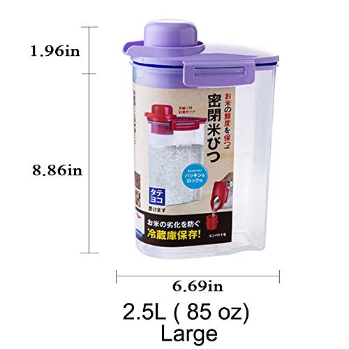 Cereal Container Food Storage Containers with Airtight Design Pour Spout Measuring Cup BPA-Free Dry Food Cereal Dispenser for Flour Rice Snacks Dog Food Container (1 Pack Purple)