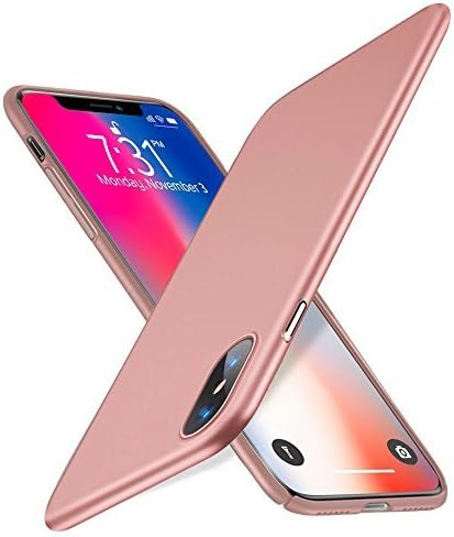 iPhone X Case, TRIJEN Ultra Thin + Slim Fit Shell Hard Protective Cover [Non-Slip Grip] Matte Finish Surface for Apple iPhone X Case - Rose Gold