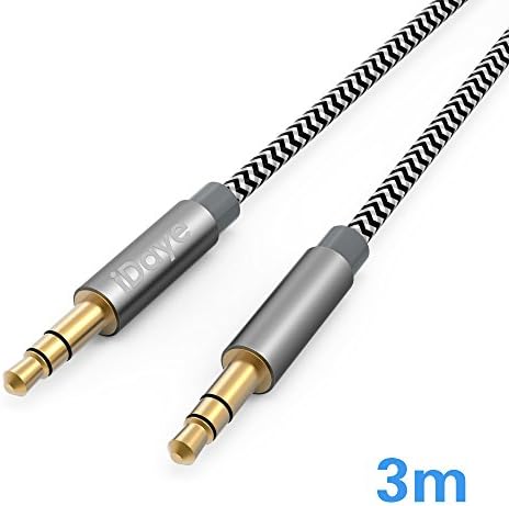 Auxiliary Stereo Audio Cable,idaye 10ft/3m Nylon Braided AUX cord,3.5mm Male to Male Stereo Jack Cord for Phones/iPad/iPod/Headphones/Speakers/Tablets/PCs/MP3 players and more