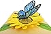 PopLife® Blue Butterfly and Sunflower Pop Up Mother's Day Card - 3D Anniversary, Valentine's Day Card, Thank You, Happy Birthday - for Mom, for Wife, for Daughter, for Sister