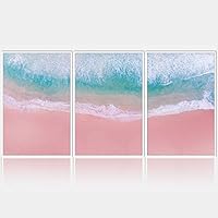 3 Piece Framed Canvas Wall Art Pink Seascape Canvas Prints Home Artwork Decoration for Living Room,Bedroom - 16