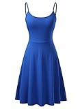 KIRA Women's Sleeveless Adjustable Strappy Flared Midi Skater Dress Small Blue