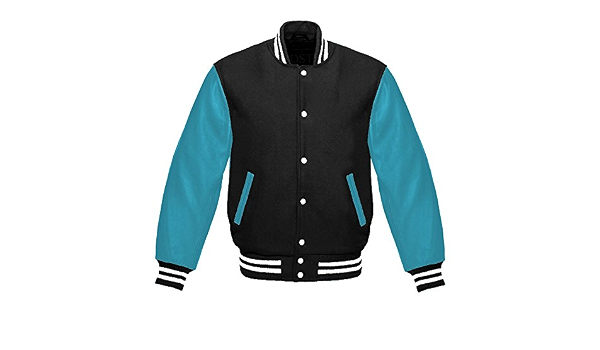 Amazon.com: Diseño personalizado chaquetas original American tamaño  Letterman Varsity chamarra mangas de piel auténtica cielo/negro : Ropa,  Zapatos y Joyería
