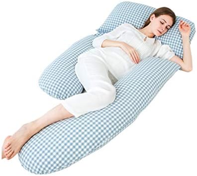 pillow THBEIBEI Cotton Fiber Breastfeeding Maternity U-Shape Multifunction Support Cushion Adjustable Four Seasons Available Removable Blue 170 * 80cm