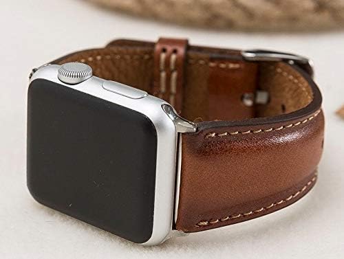 Full Grain Leather Burnished Tan Band for Apple Watch