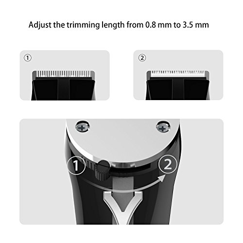 Spaire Hair Clippers Cordless Beard Trimmer Kit Antirust Ceramic Blade Rechargeable Non-slip Circle Handle for Men, Kids, Pet Grooming - Thumbnail 2