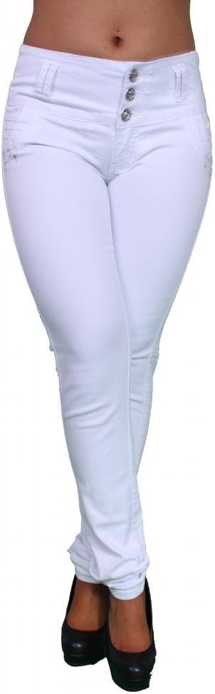 Brazilian Butt Lift Colombian Style White Skinny Leg Jeans By Silver Diva DJ1628WHT