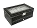 Sodynee® Watch Box Large 12 Mens Black Pu Leather Display Glass Top with Jewelry Box Case Organizer Tray