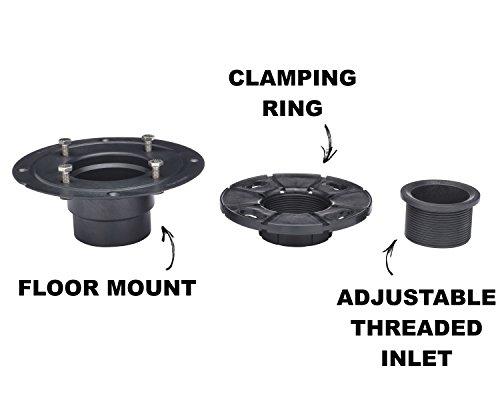 Shower Drain Base with Adjustable Ring + Rubber Coupler for Linear Shower Drain Installation