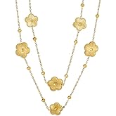 OSIRIDEH2 Clover Jewelry Set 18K Gold Plated Stainless Steel Necklace with Flower Design Four leaf clover for Women, Elegant Four Leaf Clover Necklace Floral Style Jewelry