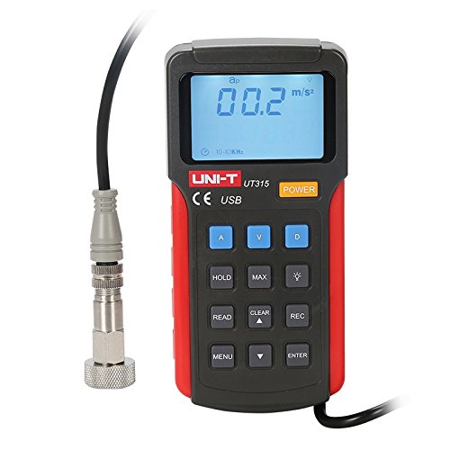 UNI-T UT315 LCD Vibration Tester Meter Acceleration 0.1~199.9m/s2 Velocity 0.01~19.99cm/s Displacement 0.001~1.999mm Long & Short External Probe USB Max Mode PC Software