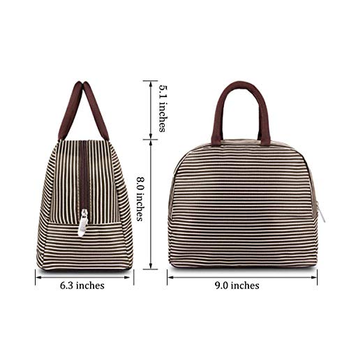 Lunch Bag, Taisk Lunch Tote Insulated Lunch Box Organizer Lunch Container (Brown White Stripes)