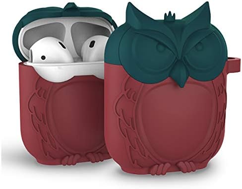 MAS CARNEY Owl AirPods Case Protective Silicone Cover Skin Compatible with Original Apple Airpods 1 & 2 [Front LED Not Visible]