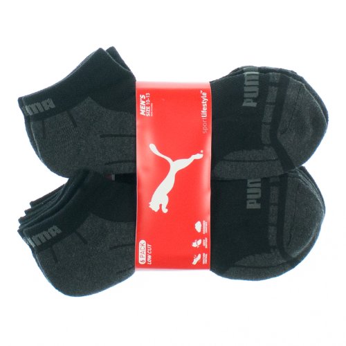 Puma Mens Low Cut 6-Pair All Sport Socks Shoe Size 12 to 16 (Extended Size)