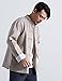 Idopy Men`s Chinese Traditional Linen Cotton Tai Chi Kung Fu Mandarin Collar Frog-Button Shirt Beige Asian M US XS