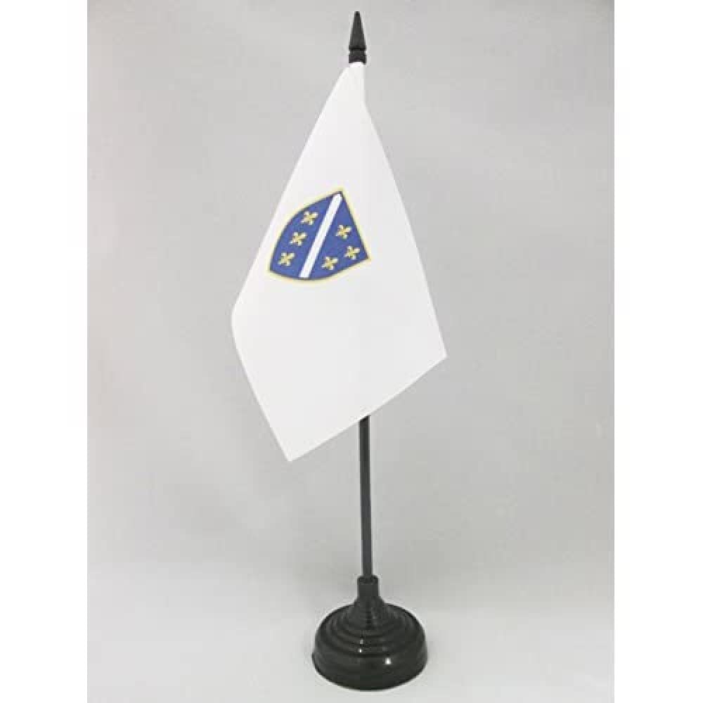 AZ FLAG - Bosnia and Herzegovina 1992-1998 Table Flag 4'' x 6'' - old Bosnian Office Mini Banner 100% Polyester 15 x 10 cm - Mini Desk Flag with 10'' Pole and Black Plastic Base