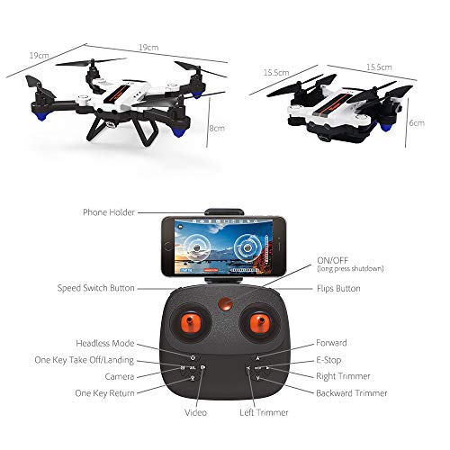 HAOXIN F22G FPV RC Quadcopter with Foldable Drone with HD Camera Optical Flow,720P 2MP Camera Long Range Outdoor Helicopter Easy to Fly Drone Route Planning, Long Life Battery for Adaults.