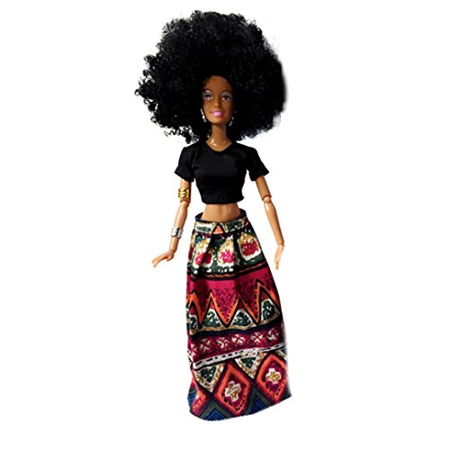 Doll Toy,Matoen Baby Movable Joint African Doll Toy Black Doll Best Gift Toy (Red) - Thumbnail 4