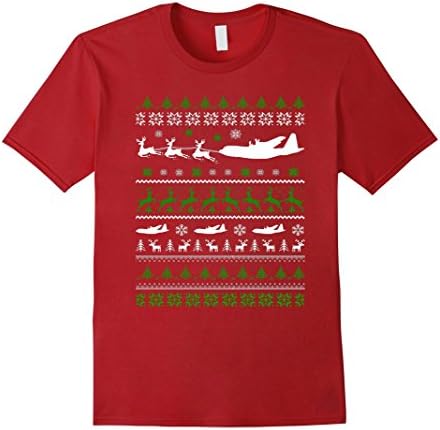 Men's Christmas - C130 Ugly Christmas tshirt Medium Cranberry