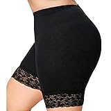 WUAI-Women Plus Size Leggings Shorts Sexy Lace