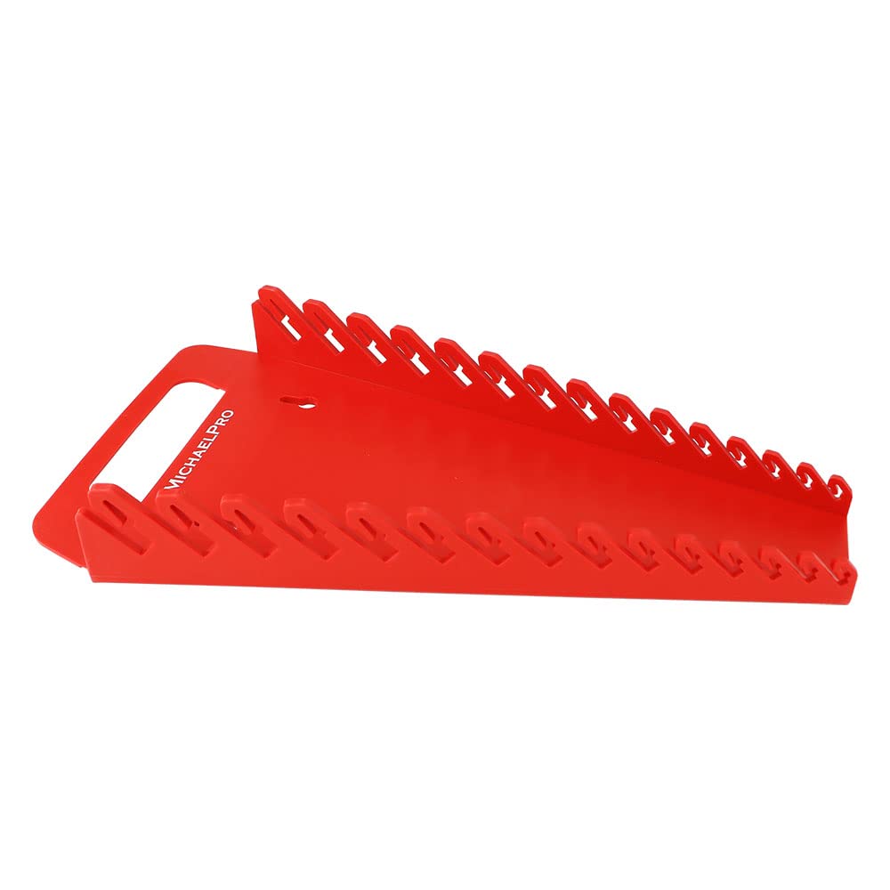 MichaelPro MP014033 15-Piece Spanner Organizer with Handle, Red, Non-Magnetic