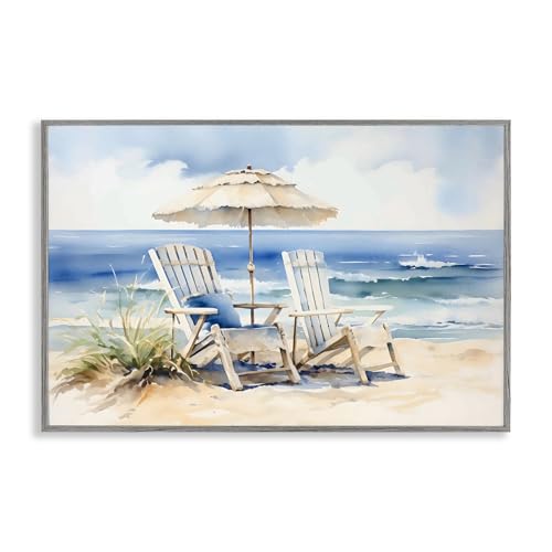Stupell Industries Neutral Adirondack Chairs Gray Framed Giclee Art, design by…